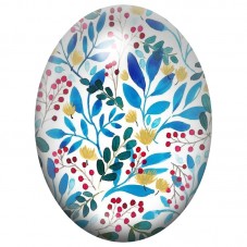 Cabochon en Verre Illustré Feuillage Aquarelle Bleu et Rouge 13x18, 18x25 ou 30x40mm pour la Création de Bijoux Fantaisie - DIY