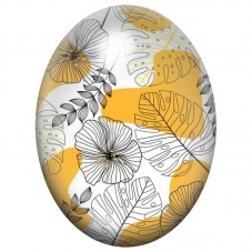 Cabochon en Verre Illustré Fleurs au Trait Noir sur Fond Jaune 13x18, 18x25 ou 30x40mm pour la Création de Bijoux Fantaisie - DI