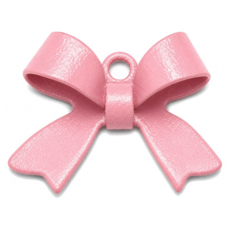 2 Breloques Noeud Rose Email 10.5x15mm