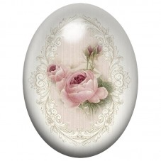 Cabochon en Verre Illustré Rose Rose dans un Cadre Baroque 13x18, 18x25 ou 30x40mm pour la Création de Bijoux Fantaisie - DIY