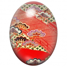 Cabochon en Verre Illustré Éventails Japonais Rouges et Or 13x18, 18x25 ou 30x40mm pour la Création de Bijoux Fantaisie - DIY