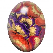 Cabochon en Verre Illustré Pétales Flamboyants Orange et Violet 13x18, 18x25 ou 30x40mm pour la Création de Bijoux Fantaisie - D