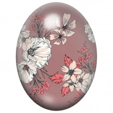 Cabochon en Verre Illustré Fleurs au Trait Noir sur Fond Rose Poudré 13x18, 18x25 ou 30x40mm pour la Création de Bijoux Fantaisi