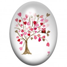 Cabochon en Verre Illustré Arbre d’Amour aux Chouettes 13x18, 18x25 ou 30x40mm pour la Création de Bijoux Fantaisie - DIY