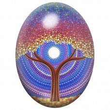 Cabochon en Verre Illustré Arbre de Vie Mandala Arc-en-Ciel 13x18, 18x25 ou 30x40mm pour la Création de Bijoux Fantaisie - DIY