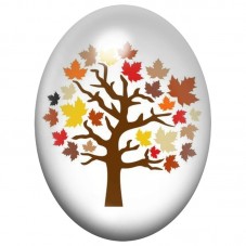 Cabochon en Verre Illustré Arbre aux Feuilles d’Automne 13x18, 18x25 ou 30x40mm pour la Création de Bijoux Fantaisie - DIY