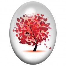 Cabochon en Verre Illustré Arbre aux Cœurs Rouges et Orange 13x18, 18x25 ou 30x40mm pour la Création de Bijoux Fantaisie - DIY