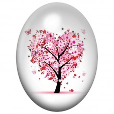 Cabochon en Verre Illustré Arbre Cœur aux Confettis Roses 13x18, 18x25 ou 30x40mm pour la Création de Bijoux Fantaisie - DIY