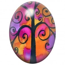 Cabochon en Verre Illustré Arbre Noir aux Branches en Spirale 13x18, 18x25 ou 30x40mm pour la Création de Bijoux Fantaisie - DIY