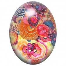 Cabochon en Verre Illustré Jardin Marin Orange et Rose 13x18, 18x25 ou 30x40mm pour la Création de Bijoux Fantaisie - DIY