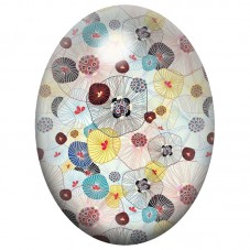 Cabochon en Verre Illustré Oursins Graphiques sur Fond Ivoire 13x18, 18x25 ou 30x40mm pour la Création de Bijoux Fantaisie - DIY