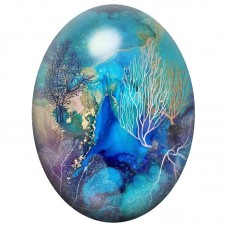 Cabochon en Verre Illustré Paysage Sous-Marin aux Coraux Bleus 13x18, 18x25 ou 30x40mm pour la Création de Bijoux Fantaisie - DI