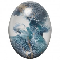 Cabochon en Verre Illustré Coquillages Filigranés sur Fond Bleu Gris 13x18, 18x25 ou 30x40mm pour la Création de Bijoux Fantaisi
