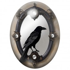 Cabochon en Verre Illustré Corbeau dans un Miroir Gothique 13x18, 18x25 ou 30x40mm pour la Création de Bijoux Fantaisie - DIY