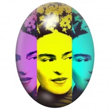 Cabochon en Verre Illustré Trois Visages de Frida Kahlo Pop Art 13x18, 18x25 ou 30x40mm pour la Création de Bijoux Fantaisie - D