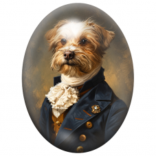 Cabochon en Verre Illustré Petit Chien Gentleman au Jabot Ivoire 13x18, 18x25 ou 30x40mm pour la Création de Bijoux Fantaisie