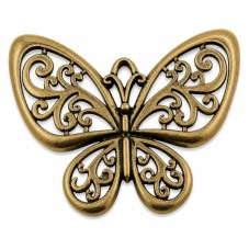 Grande Breloque Papillon Bronze 5.7x5cm pour la Création de Bijoux Fantaisie - DIY
