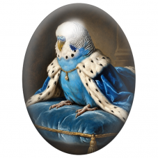 Cabochon en Verre Illustré Perruche Royale au Manteau d’Hermine 13x18, 18x25 ou 30x40mm pour la Création de Bijoux Fantaisie