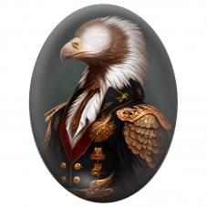 Cabochon en Verre Illustré Aigle Officier en Uniforme Noir et Or 13x18, 18x25 ou 30x40mm pour la Création de Bijoux Fantaisie