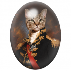 Cabochon en Verre Illustré Chat Maréchal en Habit Noir Brodé d’Or 13x18, 18x25 ou 30x40mm pour la Création de Bijoux Fantaisie