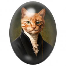 Cabochon en Verre Illustré Chat Gentleman au Monocle Doré 13x18, 18x25 ou 30x40mm pour la Création de Bijoux Fantaisie – DIY