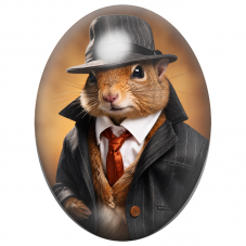 Cabochon en Verre Illustré Écureuil Gangster au Costume Rayé 13x18, 18x25 ou 30x40mm pour la Création de Bijoux Fantaisie – DIY