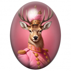 Cabochon en Verre Illustré Cerf Royal en Uniforme Rose 13x18, 18x25 ou 30x40mm pour la Création de Bijoux Fantaisie – DIY