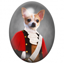 Cabochon en Verre Illustré Chihuahua Officier à la Tunique Rouge 13x18, 18x25 ou 30x40mm pour la Création de Bijoux Fantaisie