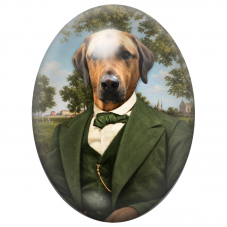 Cabochon en Verre Illustré Chien Gentleman au Costume Vert Forêt 13x18, 18x25 ou 30x40mm pour la Création de Bijoux Fantaisie