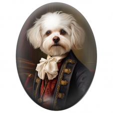 Cabochon en Verre Illustré Petit Chien Courtisan au Gilet Rouge 13x18, 18x25 ou 30x40mm pour la Création de Bijoux Fantaisie