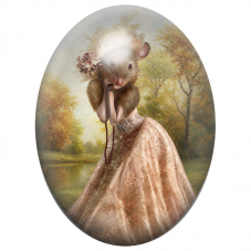 Cabochon en Verre Illustré Rate Élégante en Robe Rose de Dentelle 13x18, 18x25 ou 30x40mm pour la Création de Bijoux Fantaisie