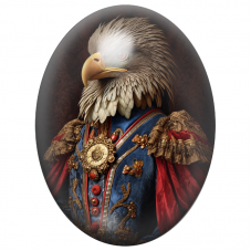 Cabochon en Verre Illustré Aigle Royal en Habit Rouge et Bleu 13x18, 18x25 ou 30x40mm pour la Création de Bijoux Fantaisie – DIY