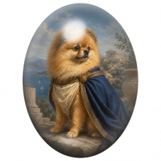 Cabochon en Verre Illustré Spitz Nain Empereur à la Couronne de Laurier 13x18, 18x25 ou 30x40mm pour la Création de Bijoux