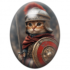 Cabochon en Verre Illustré Chat Légionnaire au Bouclier Rouge 13x18, 18x25 ou 30x40mm pour la Création de Bijoux Fantaisie – DIY