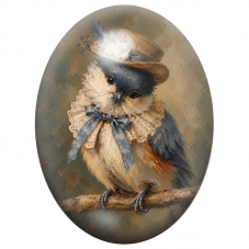 Cabochon en Verre Illustré Oiseau Dame au Chapeau de Paille 13x18, 18x25 ou 30x40mm pour la Création de Bijoux Fantaisie – DIY