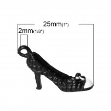 2 Breloques Chaussure à Talon Noir et Blanc
