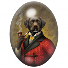 Cabochon en Verre Illustré Labrador Chocolat Dandy à la Pipe 13x18, 18x25 ou 30x40mm pour la Création de Bijoux Fantaisie – DIY