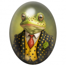 Cabochon en Verre Illustré Grenouille Dandy au Costume à Pois 13x18, 18x25 ou 30x40mm pour la Création de Bijoux Fantaisie – DIY