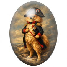 Cabochon en Verre Illustré Spitz Nain Napoléon en Uniforme Impérial 13x18, 18x25 ou 30x40mm pour la Création de Bijoux Fantaisie