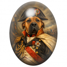 Cabochon en Verre Illustré Mastiff Napoléon en Uniforme de Général 13x18, 18x25 ou 30x40mm pour la Création de Bijoux Fantaisie