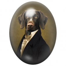 Cabochon en Verre Illustré Braque Gentleman au Jabot Plissé 13x18, 18x25 ou 30x40mm pour la Création de Bijoux Fantaisie – DIY