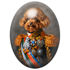 Cabochon en Verre Illustré Caniche Général aux Médailles d’Honneur 13x18, 18x25 ou 30x40mm pour la Création de Bijoux Fantaisie