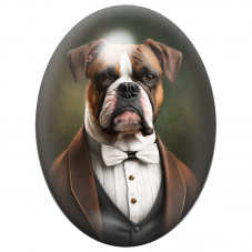 Cabochon en Verre Illustré Boxer Gentleman en Smoking 13x18, 18x25 ou 30x40mm pour la Création de Bijoux Fantaisie – DIY
