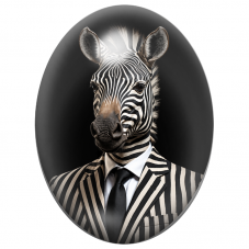 Cabochon en Verre Illustré Zèbre Gentleman au Costume Rayé 13x18, 18x25 ou 30x40mm pour la Création de Bijoux Fantaisie – DIY