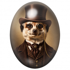 Cabochon en Verre Illustré Suricate Gentleman au Monocle 13x18, 18x25 ou 30x40mm pour la Création de Bijoux Fantaisie – DIY