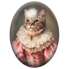 Cabochon en Verre Illustré Chatte Princesse en Robe Rose 13x18, 18x25 ou 30x40mm pour la Création de Bijoux Fantaisie – DIY