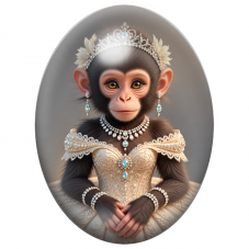 Cabochon en Verre Illustré Singe Princesse en Robe Ivoire 13x18, 18x25 ou 30x40mm pour la Création de Bijoux Fantaisie – DIY