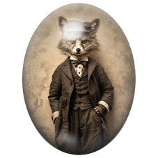Cabochon en Verre Illustré Renard Gentleman en Costume Victorien 13x18, 18x25 ou 30x40mm pour la Création de Bijoux Fantaisie