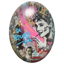 Cabochon en Verre Illustré Audrey Hepburn I’m Yours en Collage 13x18, 18x25 ou 30x40mm pour la Création de Bijoux Fantaisie - DI