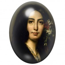 Cabochon en Verre Illustré Portrait Renaissance aux Fleurs 13x18, 18x25 ou 30x40mm pour la Création de Bijoux Fantaisie - DIY